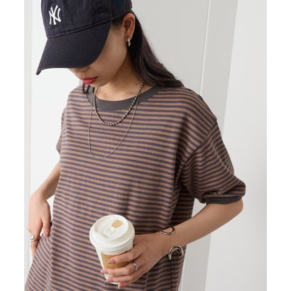 スターアンドストライプ STAR&STRIPE ボーダーリンガーTシャツ BODER RINGER TEE （ブラウン）