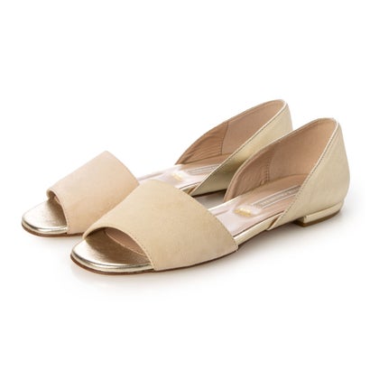 インターショシュール INTER-CHAUSSURES 異素材コンビオープントウパンプス （ベージュコンビ）