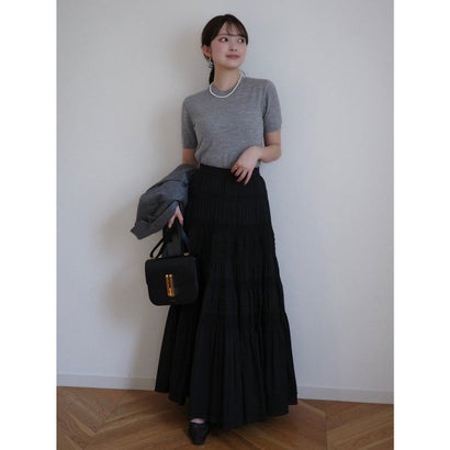 アニュアンス anuans レースパネルティアードスカート （BLACK）