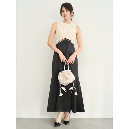 リリーブラウン LILY BROWN エンブロイダリーヴィンテージサテンドレス (BLK)