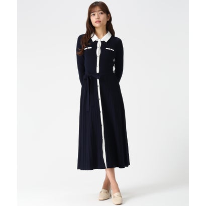 ミッシュマッシュ MISCH MASCH 2026春夏新作 襟付きバイカラーニットワンピース MM617404 （NAVY）