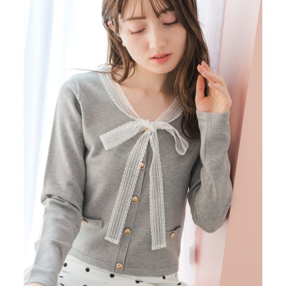 ミッシュマッシュ MISCH MASCH 2026春夏新作 レースボウタイニット MM618303 （GREY）