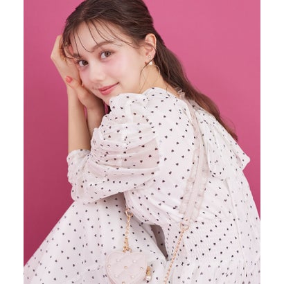 トッコクローゼット tocco closet 360度、絵になる可愛さ♪リボン付きハートドットパワーショルダーワンピース