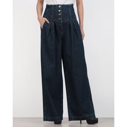 リナシメント RINASCIMENTO 金ボタンタックワイドデニムパンツ （Blu Navy）