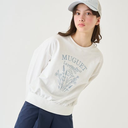 ポンポネットジュニア pom ponette junior 御花縫いティーシャツ （オフ 白いこと）
