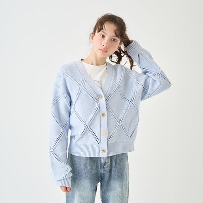 ポンポネットジュニア pom ponette junior アーガイルメッシュカーディガン＆プルオーバー仕掛ける （青み 薄墨色）