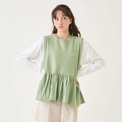 ポンポネットジュニア pom ponette junior ペプラムニットベスト＆Tシャツセット （エメラルド グリーン）
