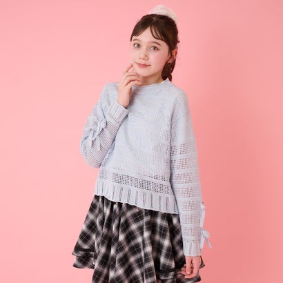 メゾピアノジュニア mezzo piano junior ラメニット＆半袖Tシャツセット （サックス）