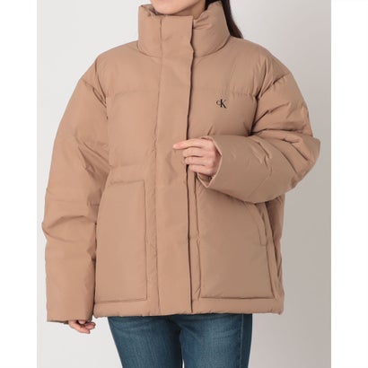 カルバン クライン Calvin Klein CLASSIC SMALL LOGO PUFFER JACKET クラック スモール ロゴ パディング ダウン ジャケット （ベージュ）