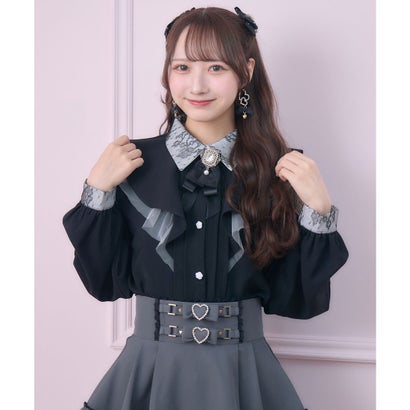 ロジータ ROJITA ラッフル肩開きブラウス (ブラック)