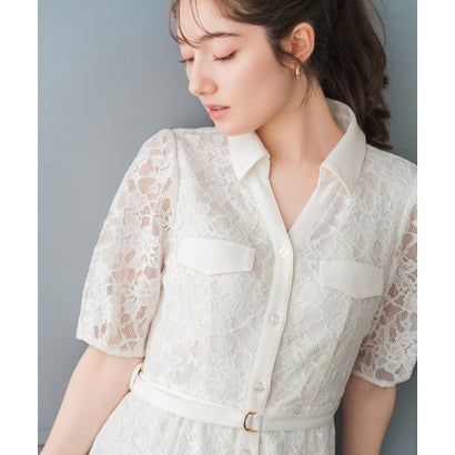 ミッシュマッシュ MISCH MASCH 2026春夏新作 開襟レースシャツワンピース MM627403 （WHITE）