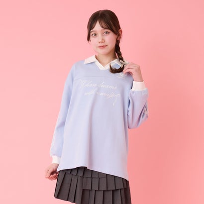 メゾピアノジュニア mezzo piano junior 袖レースユニホーム長袖Tシャツ （サックス）