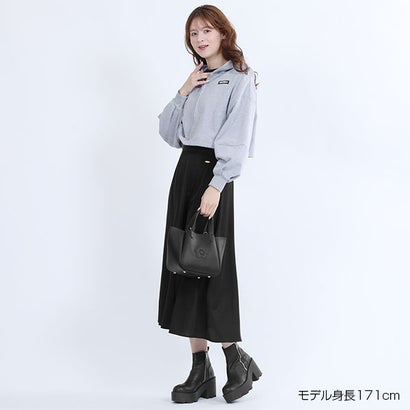 マリークワント MARY QUANT ミモレ丈フレア スカート （ブラック）