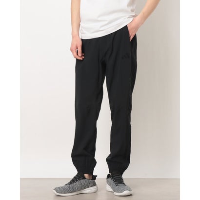 アディダス adidas メンズ ライフスタイルロングパンツ ストレッチ ツイル レギュラーフィット テーバードレッグ フルレングス カフ ヘム パンツ KV4700 （ブラック/ブラック）