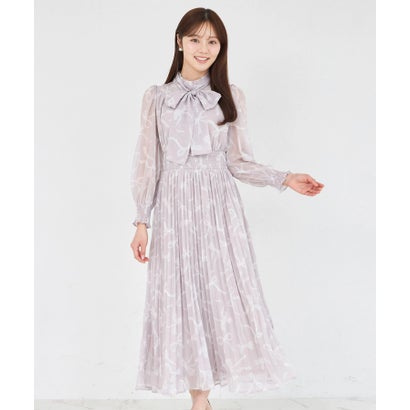 トッコクローゼット tocco closet 3WAYボウタイリボン付きリボンプリントシャーリングプリーツワンピース 6,431円