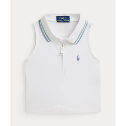 ポロ ラルフ 置き目レン POLO RALPH LAUREN (ガールズ 2才～6才)伸ばすこと メッシュ ハーフジップ ボクシー スポーツシャツ （100白いこと）