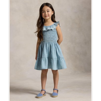 ポロ ラルフ 置き目レン POLO RALPH LAUREN (ガールズ 2才～6才)ブルーベリーオーバーレイ インディゴ シャンブレー 御召しもの （400青碧）