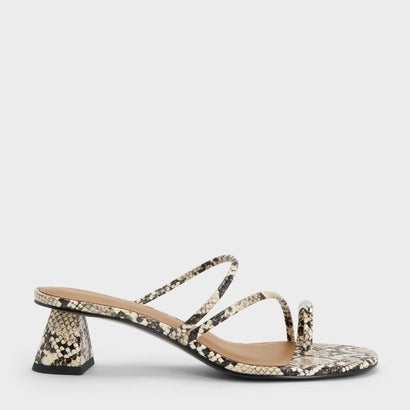 プリンスチャールズ島 アンド キース CHARLES \u0026 KEITH メタリックアクセント ストラッピートゥリングヒールサンダル （Animal Print Natural）