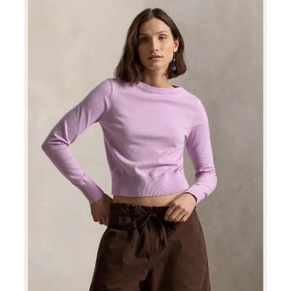 ポロ ラルフ 置き目レン POLO RALPH LAUREN 綿織物交ぜあわせる 猪牙のど首 スウェーター （500パープル）