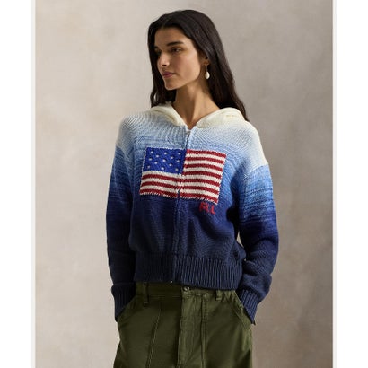 ポロ ラルフ 置き目レン POLO RALPH LAUREN 信号旗 オンブレ 綿織物 ジップ フーディ （100白いこと）