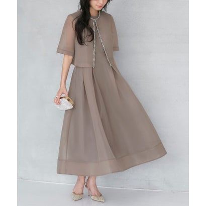 ルイルエブティック RUIRUE BOUTIQUE オケージョン 結婚式ドレス ｜ ボレロ ＆ フレア ワンピース ドレス ２点セット（モカベージュ） ｜ セットアップ・パーティードレス・オケージョンドレス