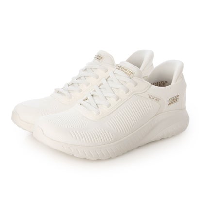 スケッチャーズ SKECHERS SLIP-INS:BOBS SPORT SQUAD CHAOS - CURRENT MUSE（スリップインズ：ボブス スクワッド カオス-カレント ミューズ）バンジーレーススニーカー 117497W （オフホワイト）