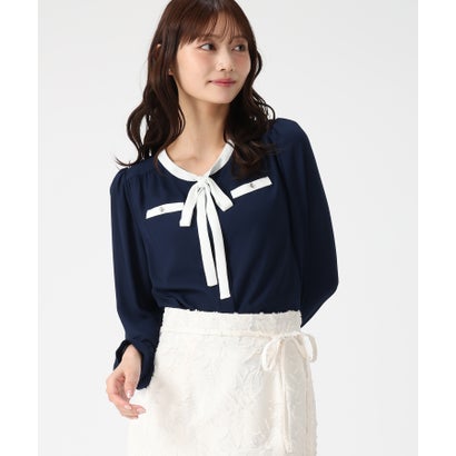 ミッシュマッシュ MISCH MASCH 2026春夏新作 配色リボン長袖ブラウス MM618102 （NAVY）