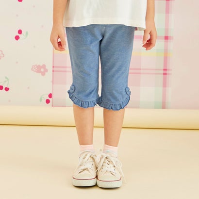 ケーピー KP デニム風ニットツイル パンツ 6分丈 （ブルー）