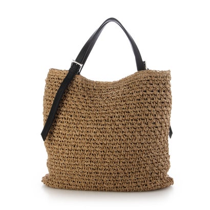 カシュカシュ cache cache カシュカシュ cachecache / ベルトハンドル地柄編みトート カゴバッグ （BK）