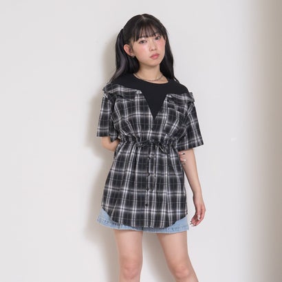 ラブトキシック Lovetoxic シャツドッキングプルチュニックワンピ （黒）