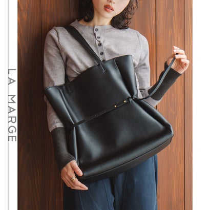 ベース BASE 【LA MARGE】【A4対応】フロントベルト ソフト トートバッグ / レディース ショルダーバッグ a4 通勤 通学 バッグ オフィスカジュアル (ブラック)|LOCOMALL(ロコンド公式ストア)