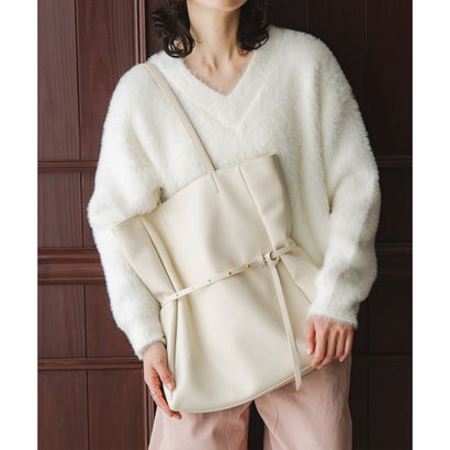 ベース BASE 【LA MARGE】【A4対応】フロントベルト ソフト トートバッグ / レディース ショルダーバッグ a4 通勤 通学 バッグ オフィスカジュアル （オフホワイト）