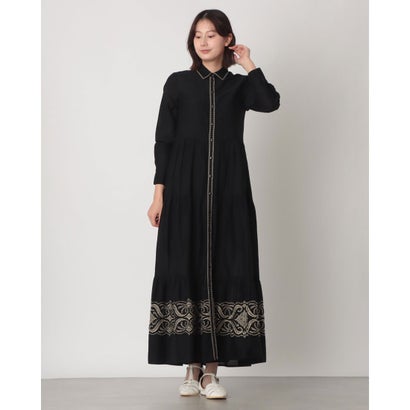 ガウディ GAUDI 刺しゅうポイントシャツワンピース （BLACK）