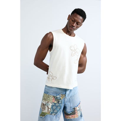 デシグアル Desigual 刺しゅう入り口・入口ノースリーブプルオーバー（白いこと）