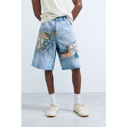 デシグアル Desigual デニムのバミューダパンツ パッチ付き (ブルー)|LOCOMALL(ロコンド公式ストア)