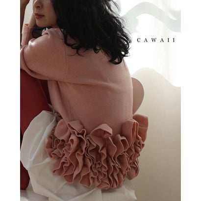 カワイイ CAWAII パステル色のサクラ色のバレエチュチュフリルニットカーディガン （サクラ色）