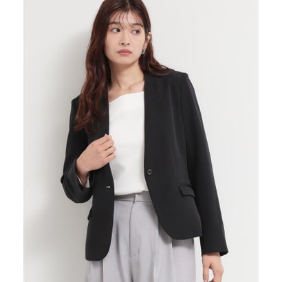ザ ショップ ティーケー (ウィメン) THE SHOP TK(Women) 【通勤・セレモニー】ダブルクロス ノーカラージャケット/セットアップ可 （ブラック(719)） 7,227円