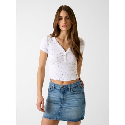 ゲス GUESS GUESS JEANS Pointelle Short Sleeves Henley Top （FMAH）
