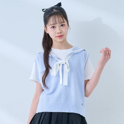 メゾピアノジュニア mezzo piano junior メッシュセーラーベスト＆Tシャツセット （サックス）