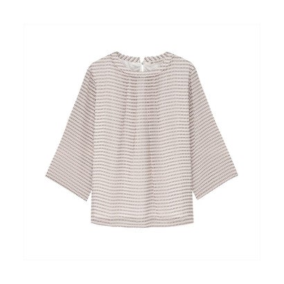 トーキョーシャツ TOKYO SHIRTS 幾何学シフォン ブラウス 七分袖 レディース （サーモンピンク）