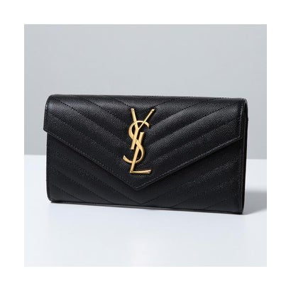 サンローラン SAINT LAURENT SAINT LAURENT 二つ折り長財布 372264 カサンドラロゴ （BOW01/1000/NERO-ブラックGD）