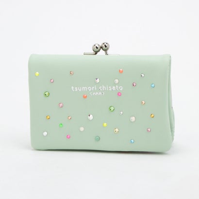 ツモリチサト キャリー tsumori chisato CARRY キラキラ石 がま口 2つ折り財布 （グリーン）
