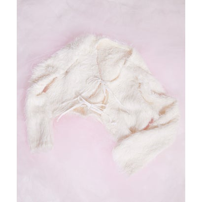 ラヴィジュール RAVIJOUR フェザーヤーンリボンカーディガン （WHITE）
