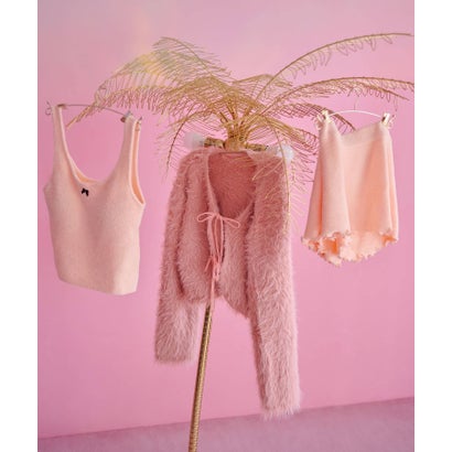 ラヴィジュール RAVIJOUR フェザーヤーンリボンカーディガン （PINK）