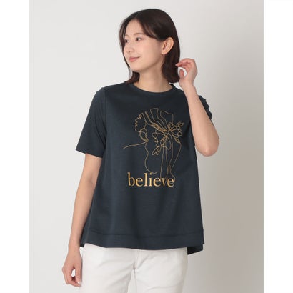 ブローディア BRODIAEA バックシャンAライン 半袖プリントTシャツ【日本製】 （インディゴブルー）