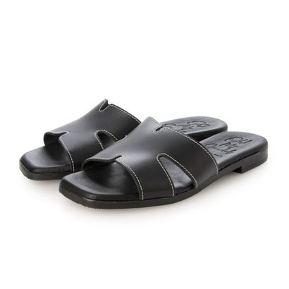オー マイ サンダルズ Oh my Sandals スクエアトウフラットミュールサンダル （黒いこと）