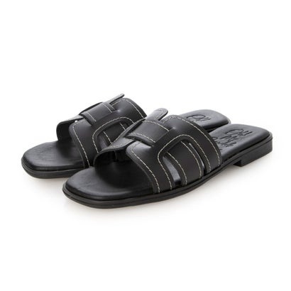 オー マイ サンダルズ Oh my Sandals ステッチフラットミュールサンダル （黒いこと）