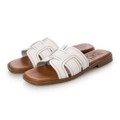 オー マイ サンダルズ Oh my Sandals ステッチフラットミュールサンダル （白いこと）
