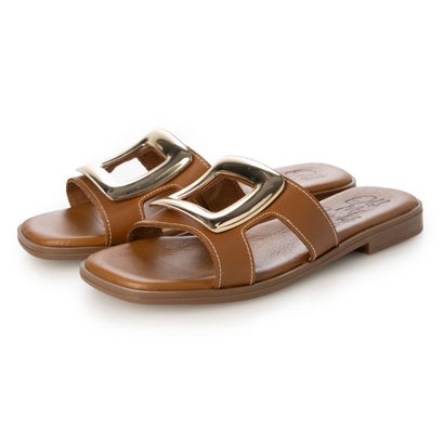 オー マイ サンダルズ Oh my Sandals メタルバックルフラットサンダル （ブラウン）