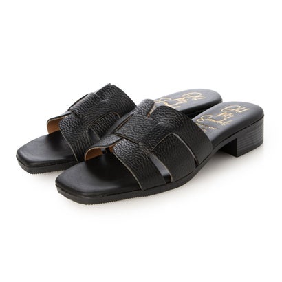オー マイ サンダルズ Oh my Sandals ローヒールレザーミュールサンダル （黒いこと）